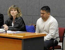 Leonel B.T., autor confeso de la muerte de Rebeca Huayta, durante el juicio.